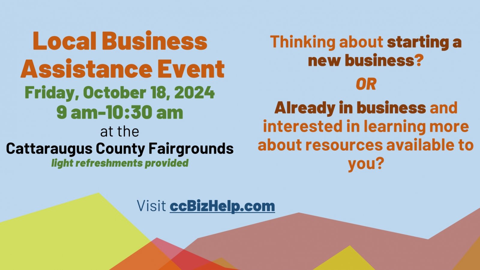 Small Business Event on October 18, 2024 at the Cattaraugus County Fairgrounds